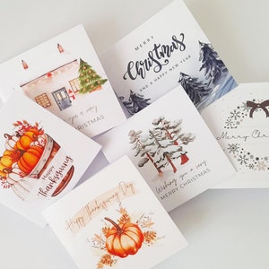 Jeu de mini-cartes de correspondance pliées, cartes de Noël, 12 cartes-cadeaux pour Thanksgiving