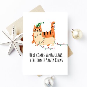 Leuke kattenkerstkaart, bedrukte kerstkaarten met enveloppen