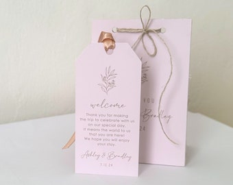 Personalized Welcome Wedding Tags, Neutral Tone Wedding Gift Tags