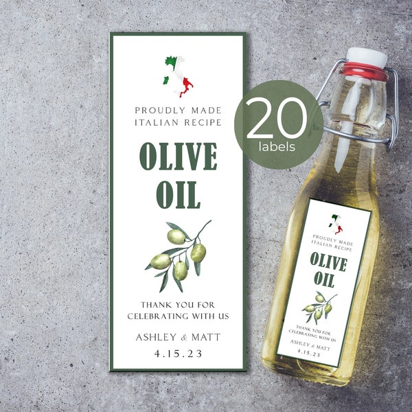 Italian Wedding Olive Oil Labels, Personalized Wedding Labels, Olive Oil  Favor Labels