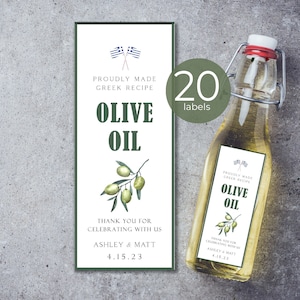 Etichette per olio d'oliva per matrimonio greco, etichette per matrimonio personalizzate, etichette per bomboniere per olio d'oliva
