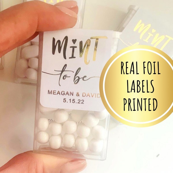 Gold or silver foil Tic Tac Mint To Be labels, TicTac favor stickers, Bridal Shower or Engagement Favor labels