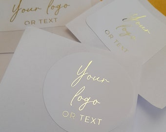 Gold foil stickers, Custom Logo or Text labels, Wedding Favor Stickers, Business packaging stickers