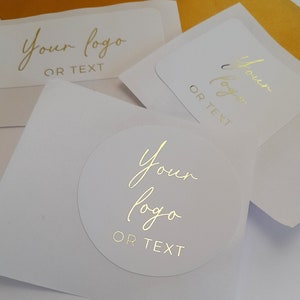 Gold foil stickers, Custom Logo or Text labels, Wedding Favor Stickers, Business packaging stickers