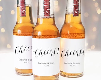 20 Cheers Etiketten, Mini Bier zugunsten Etiketten, Hochzeit Champagner Flasche | Braut Dusche zugunsten Aufkleber