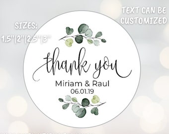 Wedding Favor Stickers, Thank You Stickers, Personalized Stickers, Greenery Foliage Stickers
