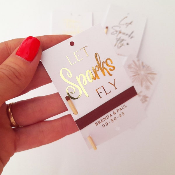 Sparklers Tags for Wedding Send Off, Gold Foil Sparkler tags, Personalized Sparklers tags