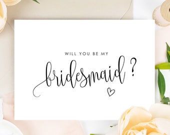 Printed Bridesmaid Proposal Cards, Will You Be My Bridesmaid Cards, Printed Cards with Envelopes