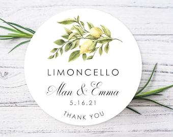 Limoncello label stickers, Wedding Thank You Stickers, Custom Printed Labels, Limoncello Sticker Labels