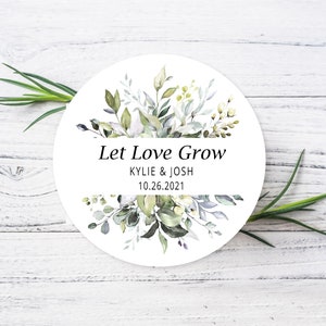 Pegatinas de recuerdo "Deja que el amor crezca" para regalos de plantas, etiquetas personalizadas "Deja que el amor crezca"