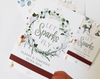 Étiquettes Sparklers florales pour l'envoi de mariage, Let Sparks Fly Étiquettes Sparklers personnalisées