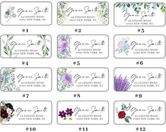 Custom return address labels, greenery, floral, 50 address stickers, personalized mailing stickers