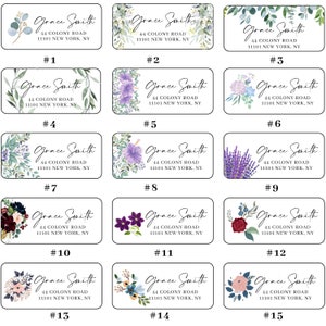 Étiquettes d'adresse de retour personnalisées, verdure, fleurs, 50 autocollants d'adresse, autocollants d'adresse personnalisés