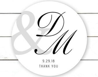 wedding thank you stickers custom favor stickers black etsy