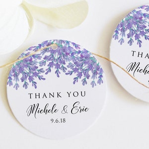 Adesivi di ringraziamento, etichette di ringraziamento per bomboniere, etichette per matrimoni, etichette di lavanda per bomboniere, etichette personalizzate con nome