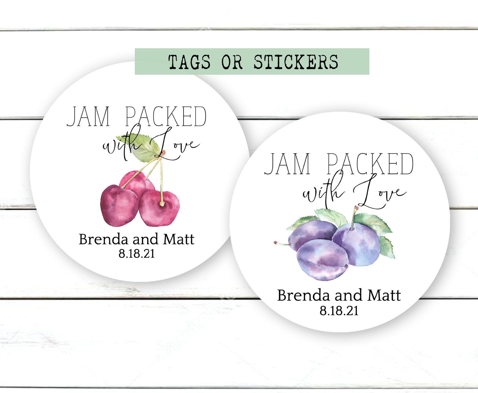 Jam Packed with Love Stickers or Tags Strawberry Peach Jam | Etsy