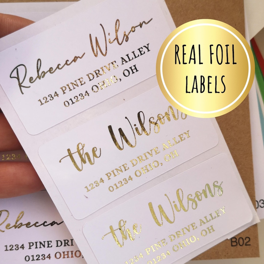 Gold Foil Address Labels, Wedding Address Stickers, Personalized Return