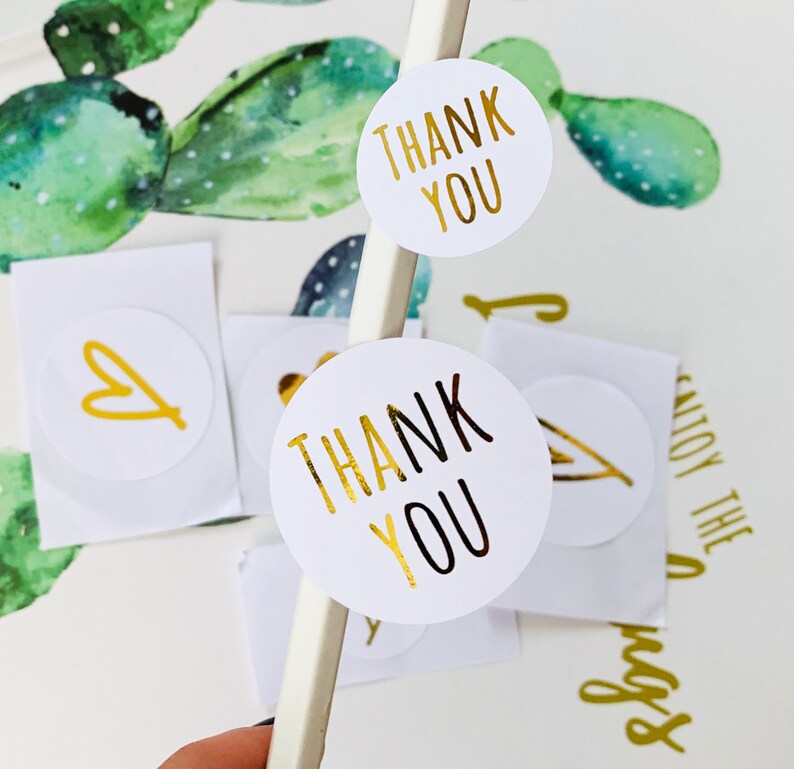 Gold foil thank you stickers 1 inch packaging stickers gold Etsy