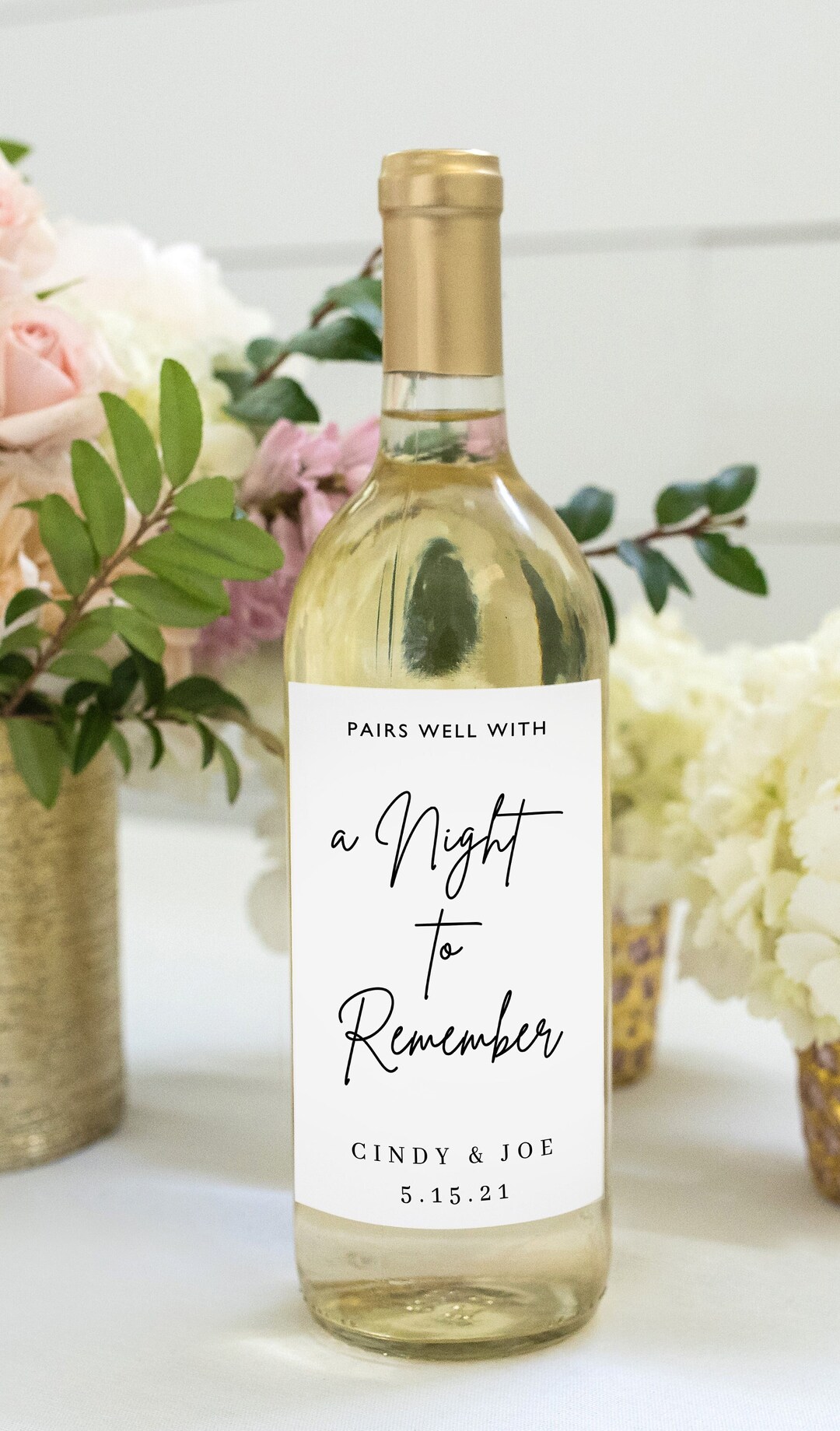 Pairs Well With Wine Bottle Labels Custom Text Wine Bottle Etsy