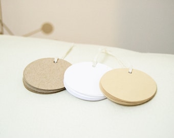 Plain Gift Tags for Favors, Set of Kraft Paper Tags, Blank Tags, Price Tags for Products, Brown Tags, 2 inch Round Tags