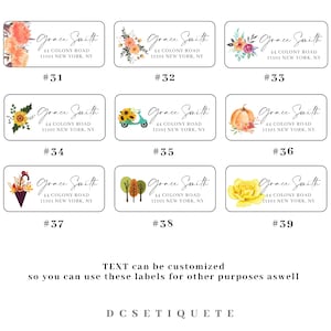 Étiquettes d'adresse de retour personnalisées, verdure, floral, 50 autocollants d'adresse, autocollants d'envoi personnalisés image 3