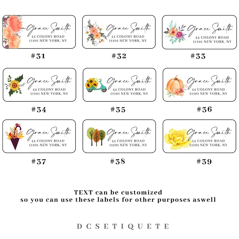 Étiquettes d'adresse de retour personnalisées, verdure, floral, 50 autocollants d'adresse, autocollants d'envoi personnalisés image 3