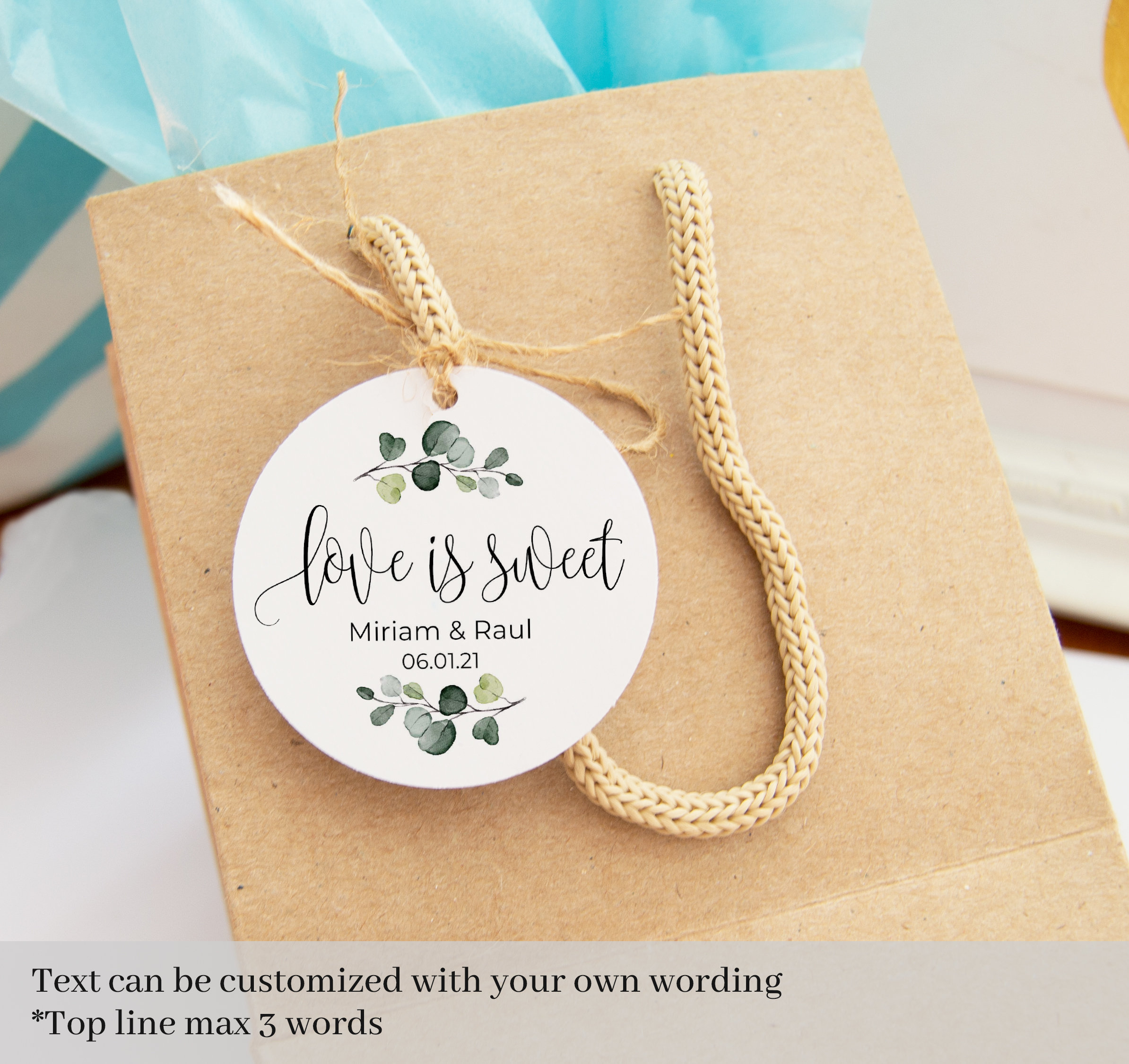 Personalized Made with Love Wedding Favors Square Gift Tags –