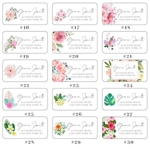 Étiquettes d'adresse de retour personnalisées, verdure, floral, 50 autocollants d'adresse, autocollants d'envoi personnalisés image 2