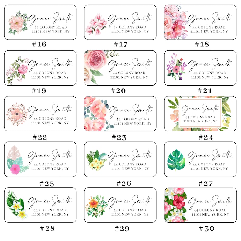 Étiquettes d'adresse de retour personnalisées, verdure, floral, 50 autocollants d'adresse, autocollants d'envoi personnalisés image 2