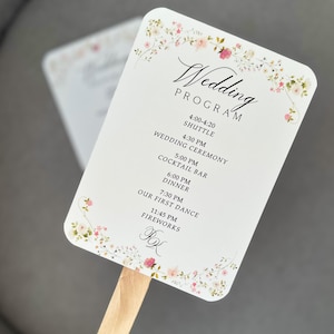 Cartes de programme de mariage, éventails de mariage personnalisés, programme du jour du mariage imprimé sur mesure