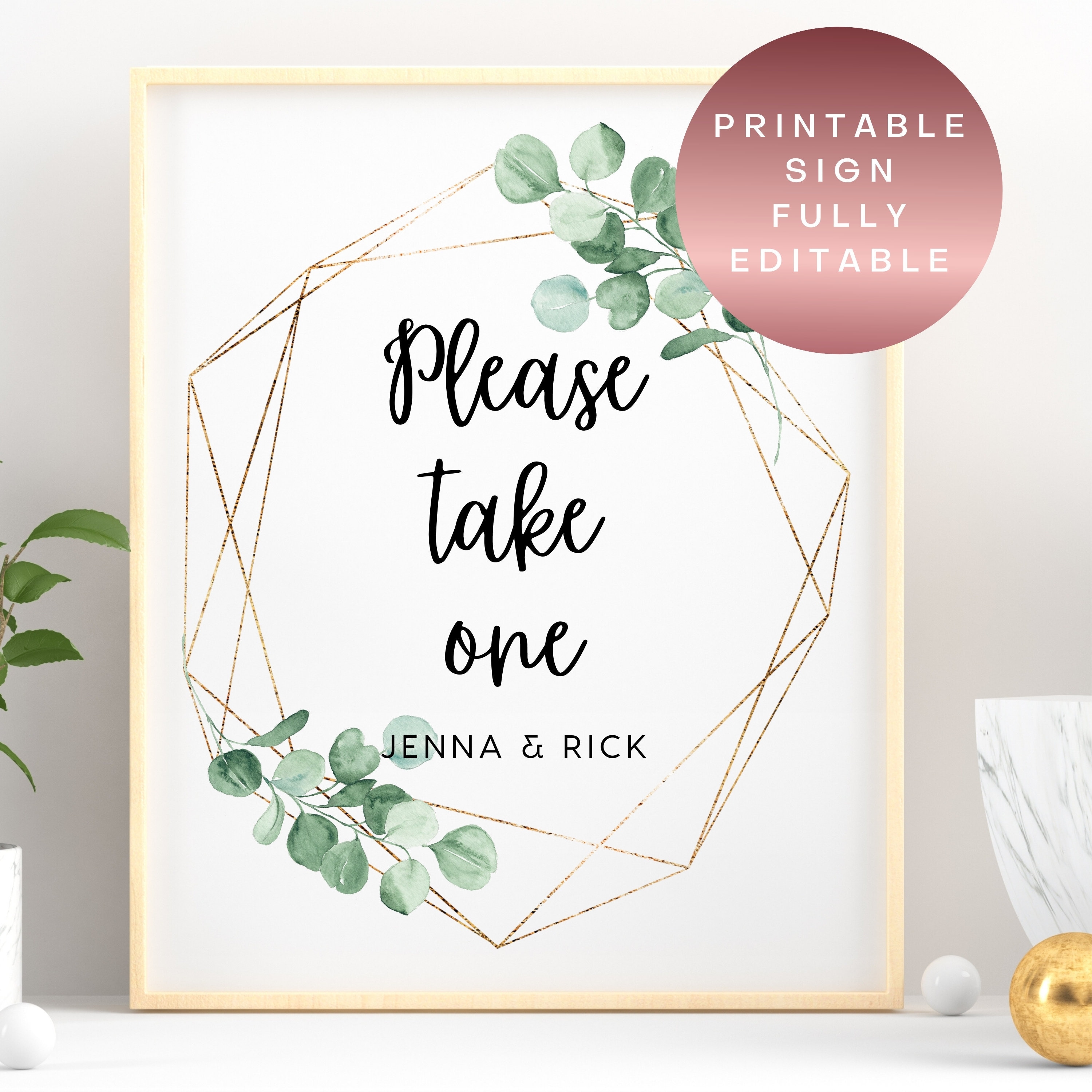 Any Size Please Take One Sign Printable Wedding Sign for - Etsy