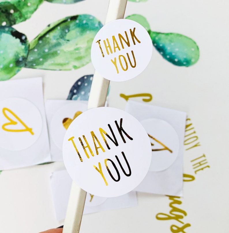 Gold foil thank you stickers 1 inch packaging stickers gold | Etsy
