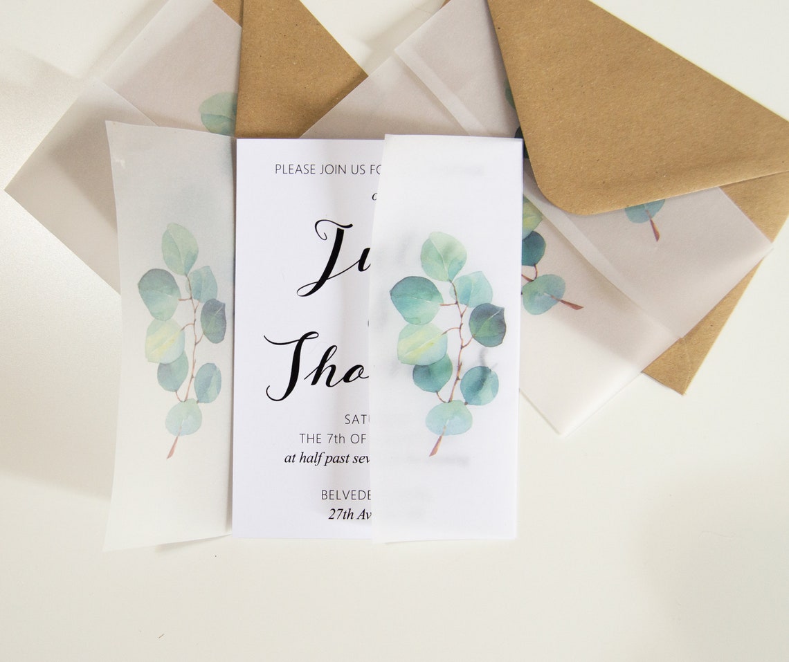 5 X 7 Vellum Jackets for Invitations Printed Vellum Wraps for Etsy UK