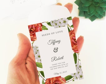 Wildflower Seeds Packets for Wedding Favors, Personalized Packets with Seeds, Seed Envelopes