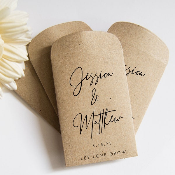 Custom seed packets for favors, mini kraft envelopes for seeds, rustic wedding packets