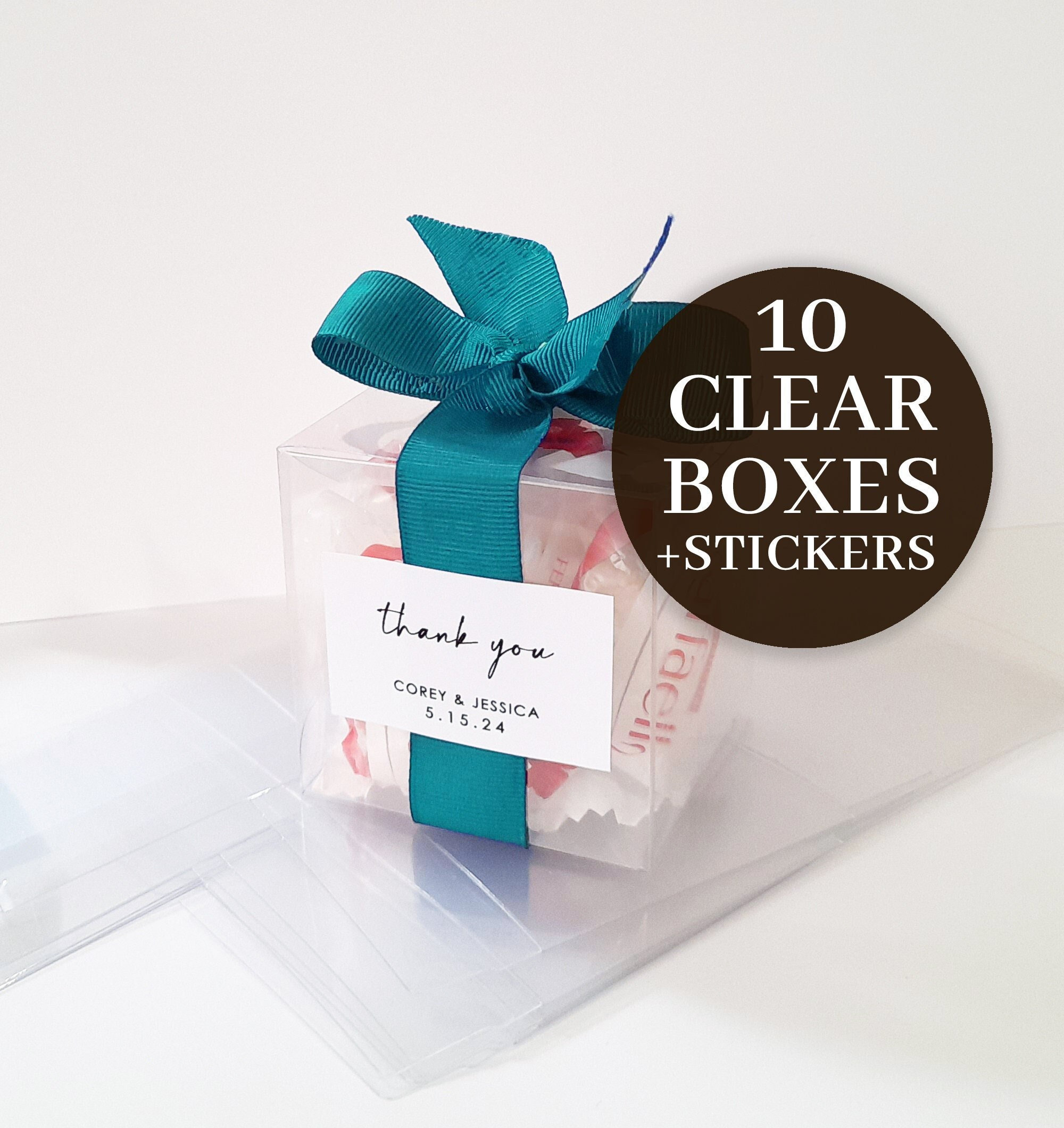 96 PC 3 Bulk Love Clear Favor Boxes with Ribbon