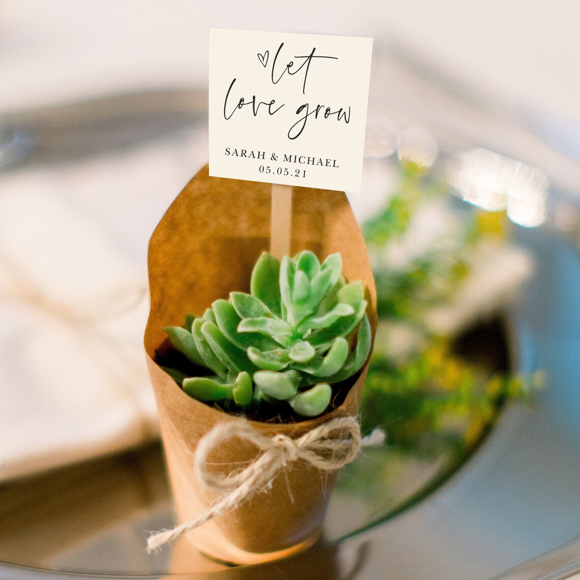 Let Love Grow plant name tags party favor picks wedding Etsy