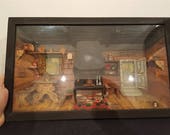 Antique Diorama Doll House Shadow Music Box Wall Art Hand Made Early 1900 39 s Miniature Original Folk Sculpture