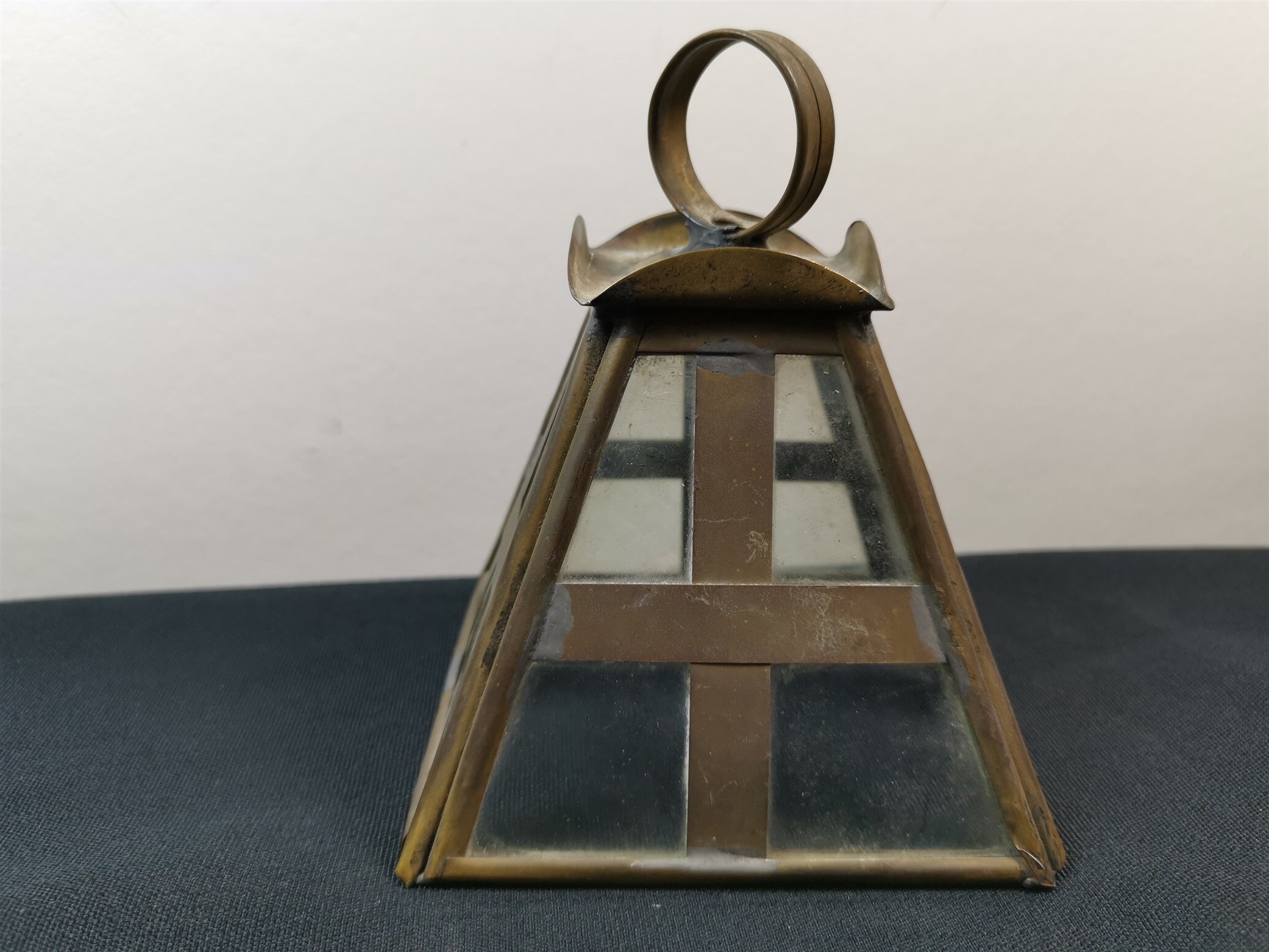 Vintage Lantern Lamp Light Shade Brass Metal and Glass Hanging Etsy