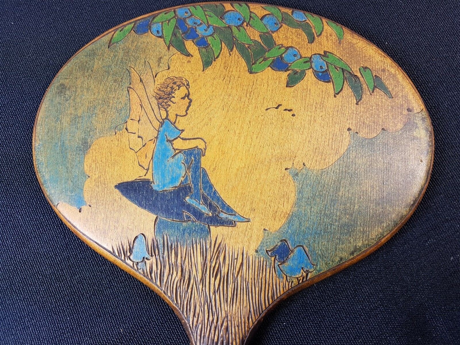 Antique Wooden Vanity Hand Mirror with Tinker Bell Peter Pan Etsy