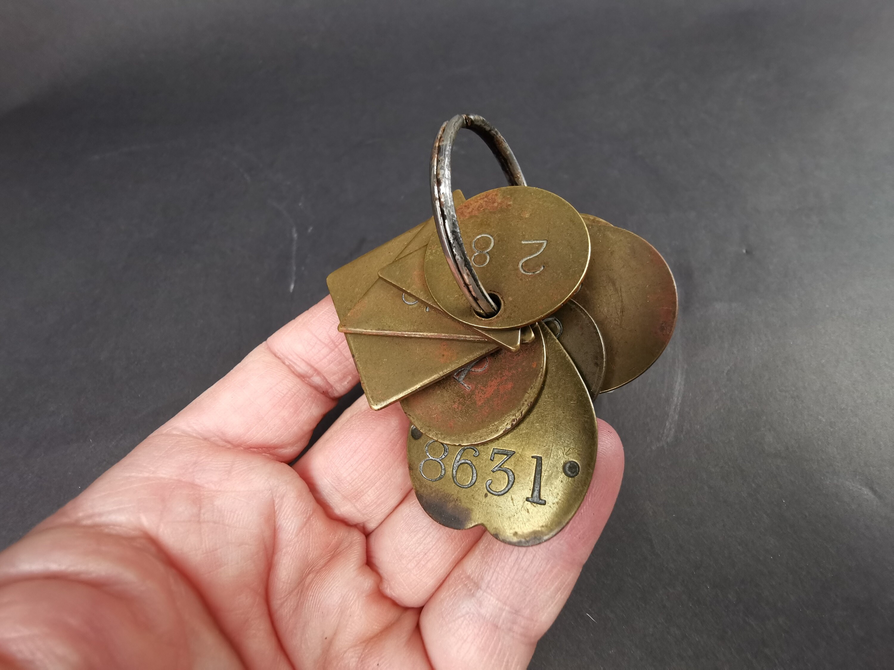 Antique Brass and Silver Numbered Key Tags from Glasgow Etsy