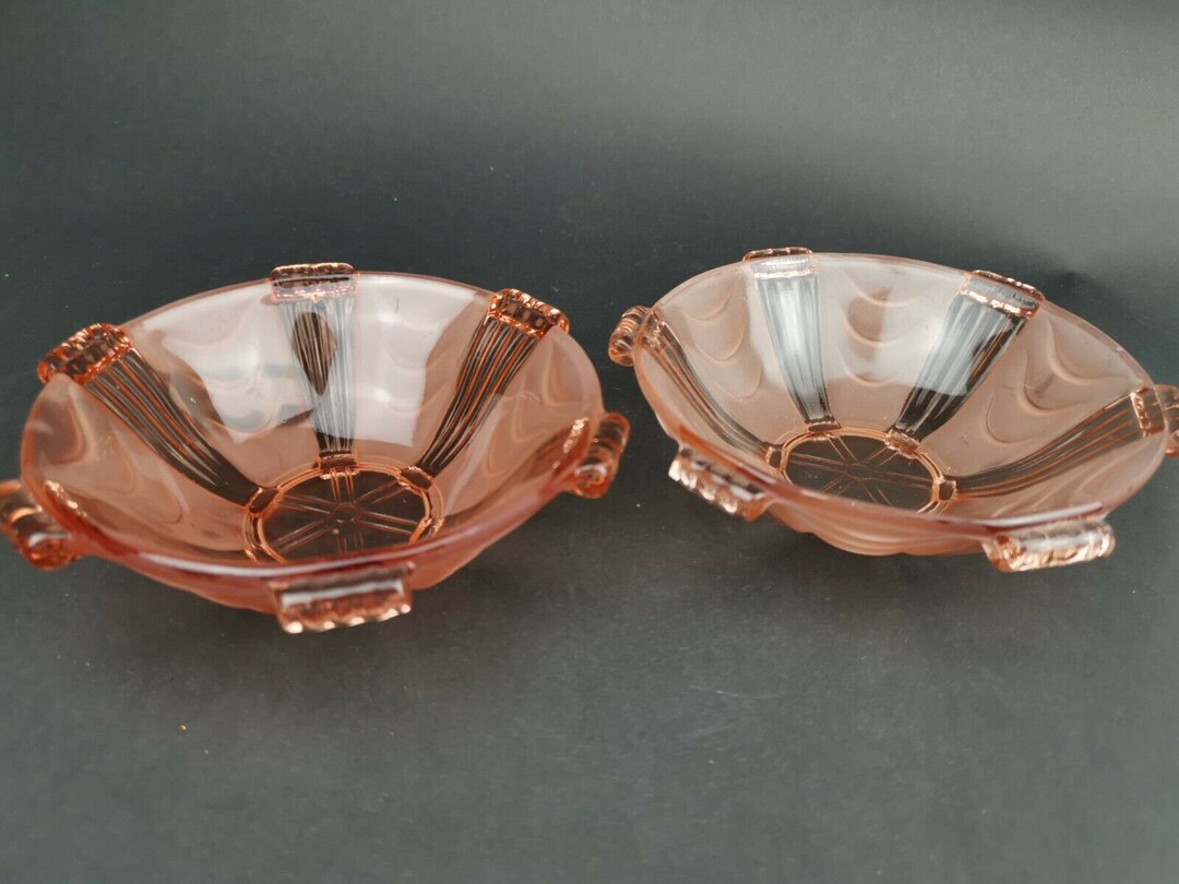 Vintage Pink Depression Glass Bowl Dish Set of 2 Bowls Dishes Etsy
