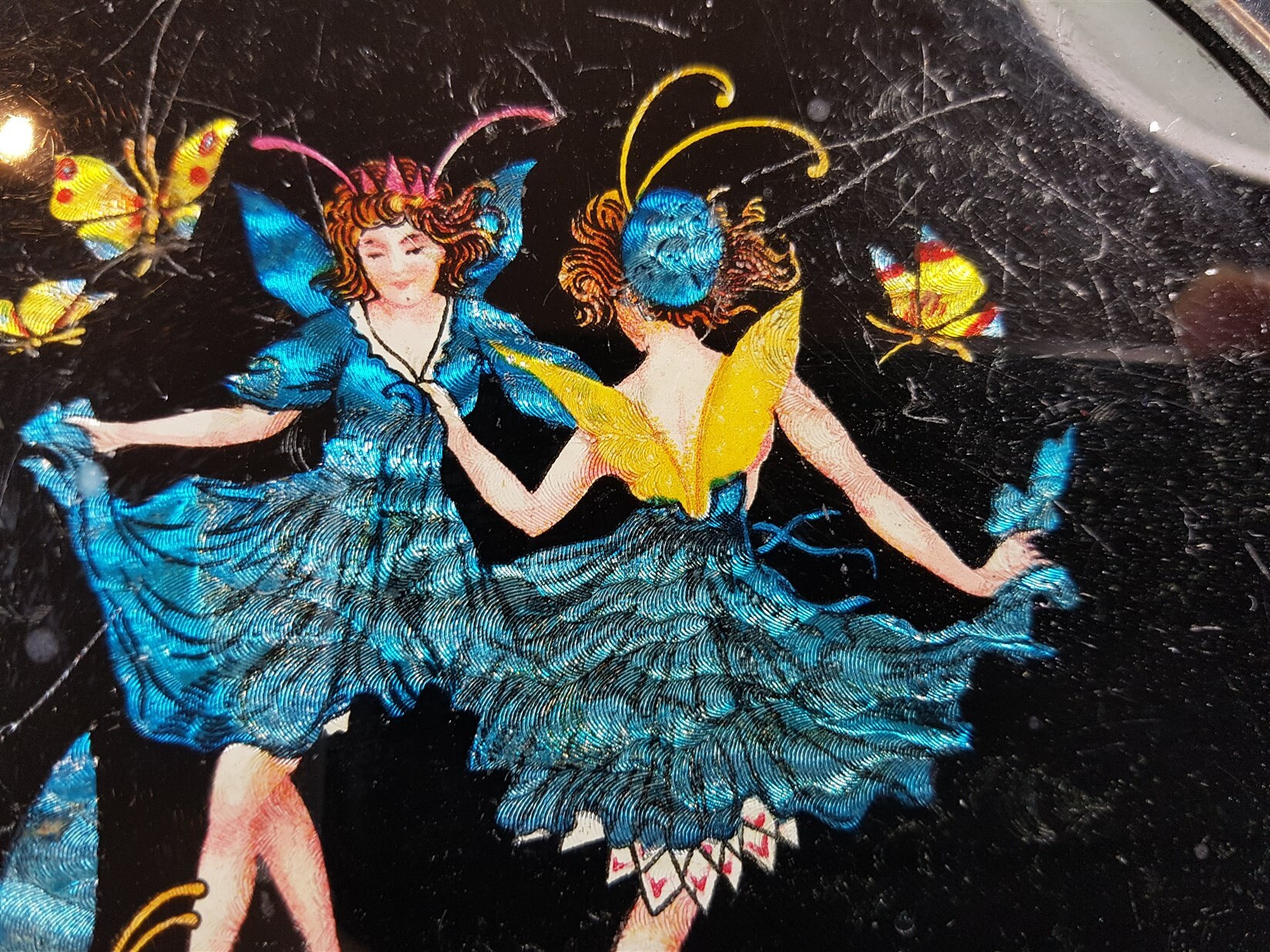 Vintage Art Deco Fairy Foil Art Trivet Stand Glass and Silver | Etsy