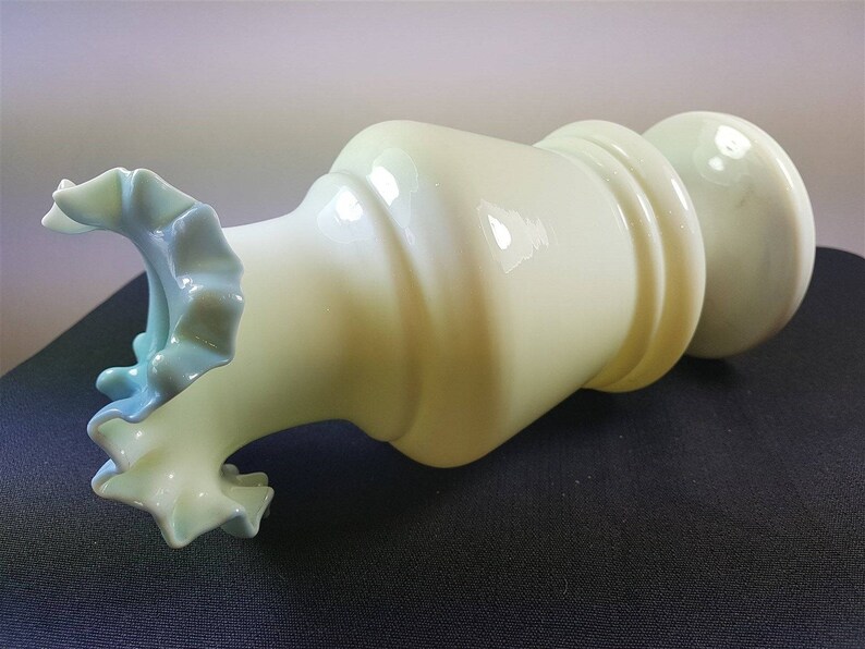 Antique Blue and White Milk Glass Flower Vase Hand Blown Glass Etsy