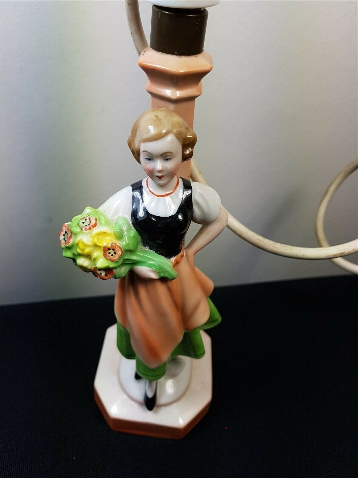 Vintage Table Lamp Base With Ceramic Lady Figurine Art Deco Etsy