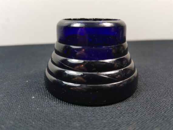 Antique Inkwell Ink Well Holder Cobalt Blue Glass | Etsy