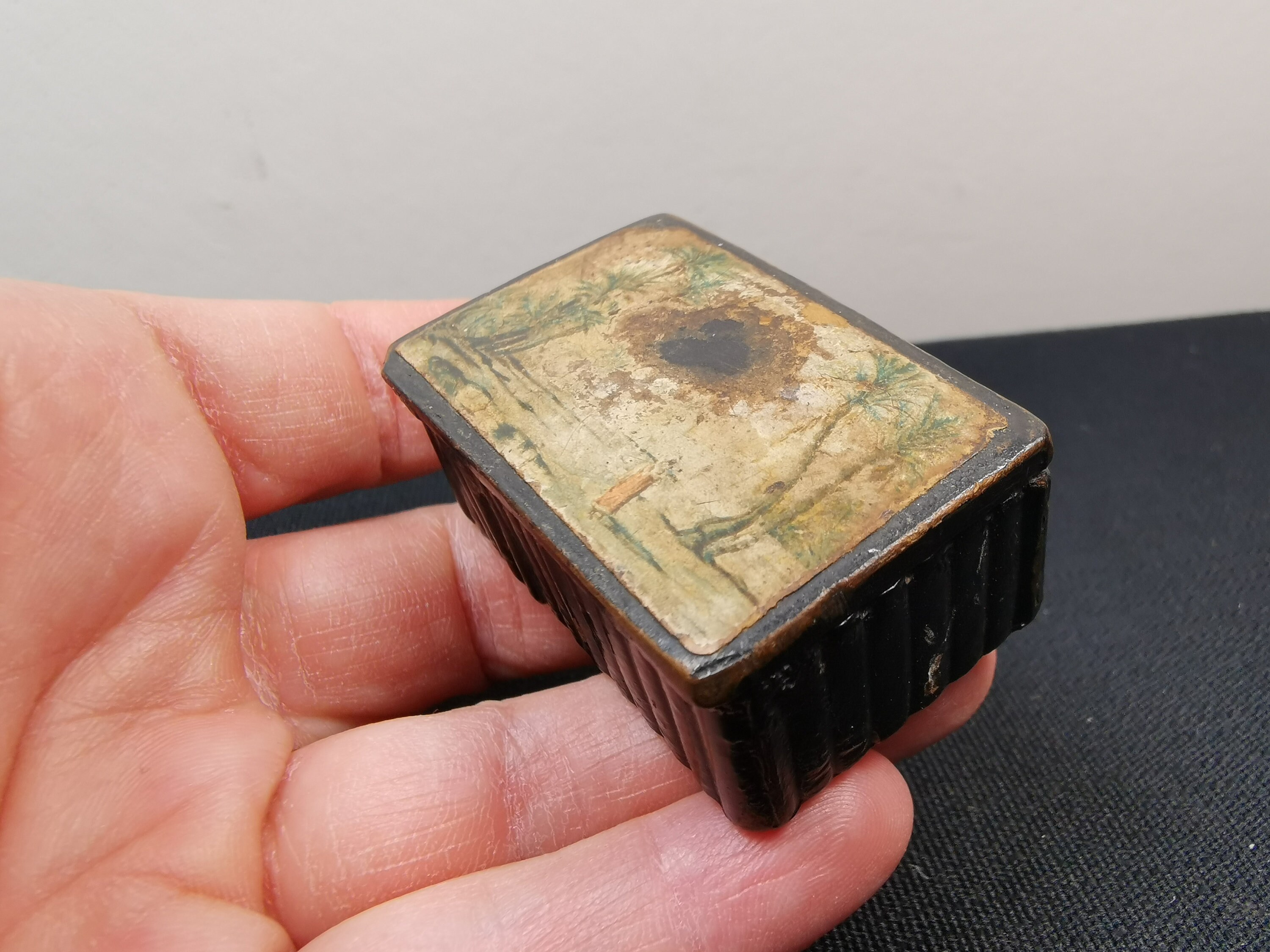 Antique Snuff Box Paper Mache Papier Mache With Illustration | Etsy