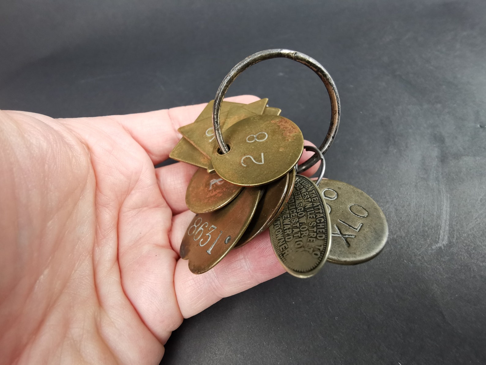 Antique Brass and Silver Numbered Key Tags from Glasgow Etsy