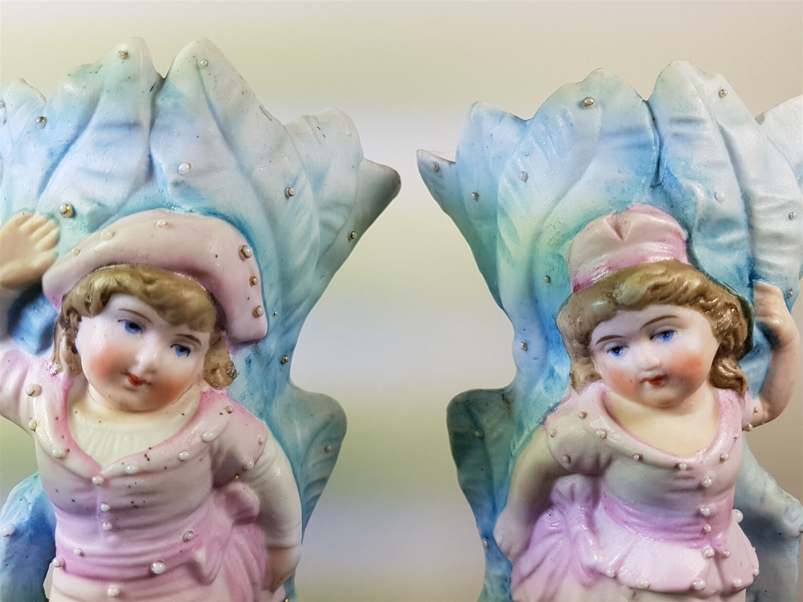 Antique German Bisque Flower Vase Set of 2 Pair Boy and Girl Etsy