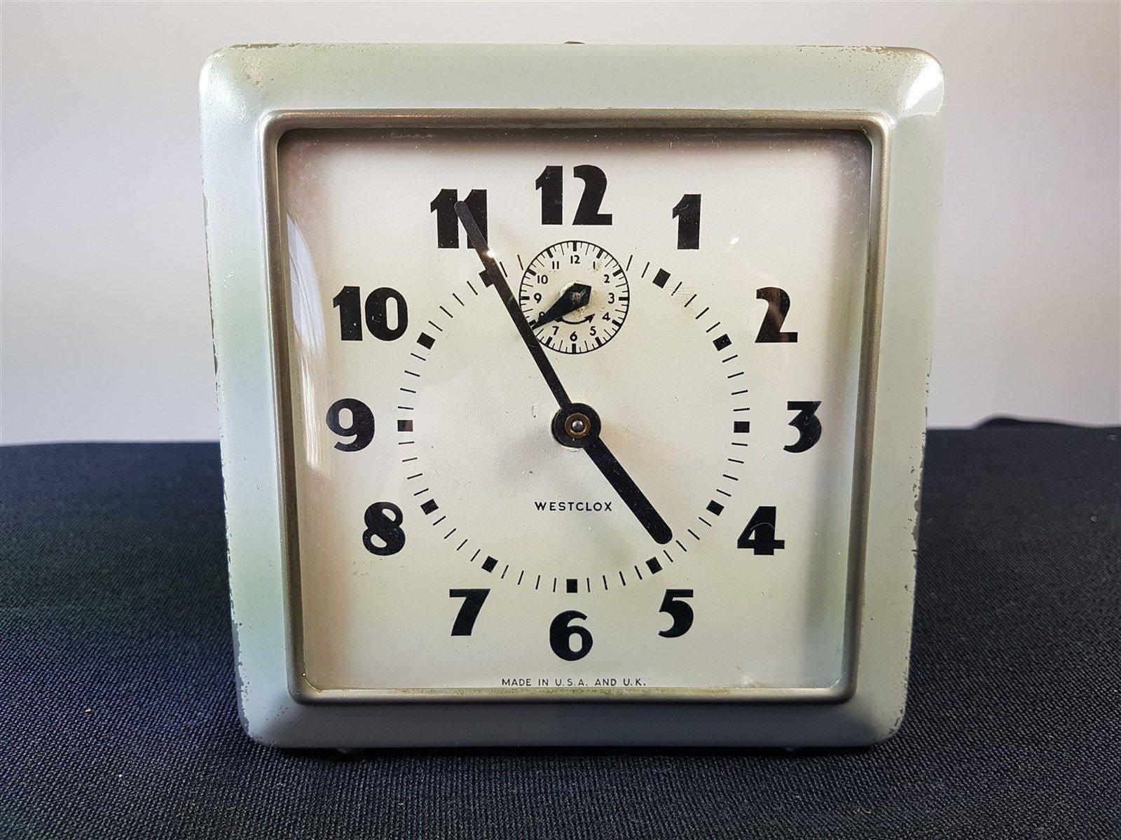 Vintage Art Deco Westclox Alarm Clock for Desk or Table Grey Etsy UK